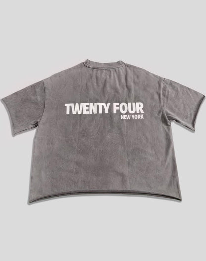 Twenty Four Embroidered Crop Tee