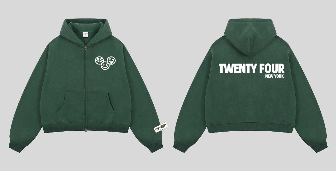 Twenty Four Embroidered Zip Up Hoodie