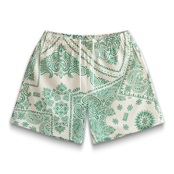 Bravest Studios Paisley Louis Vuitton Shorts - White - Green